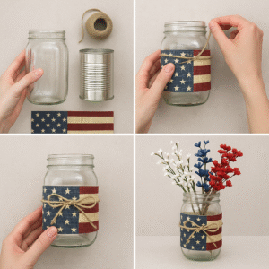 Step by step guide to making rustic handmade arrangements for 4th of July