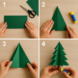 DIY paper Christmas tree step by step