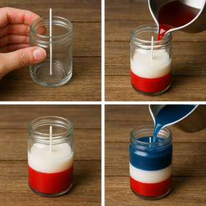 DIY American flag candles step by step