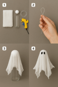 step-by-step tutorial for floating fabric ghost decoration